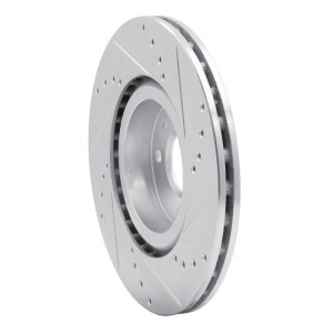 Fiat 500 Brake Rotor (1) - Front Left - R1 Concepts - Drilled & Slotted - Silver - `12-`19